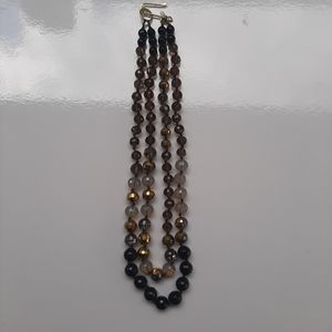 Brown Black Fluorescent Ball Chain 2 Tier Necklace